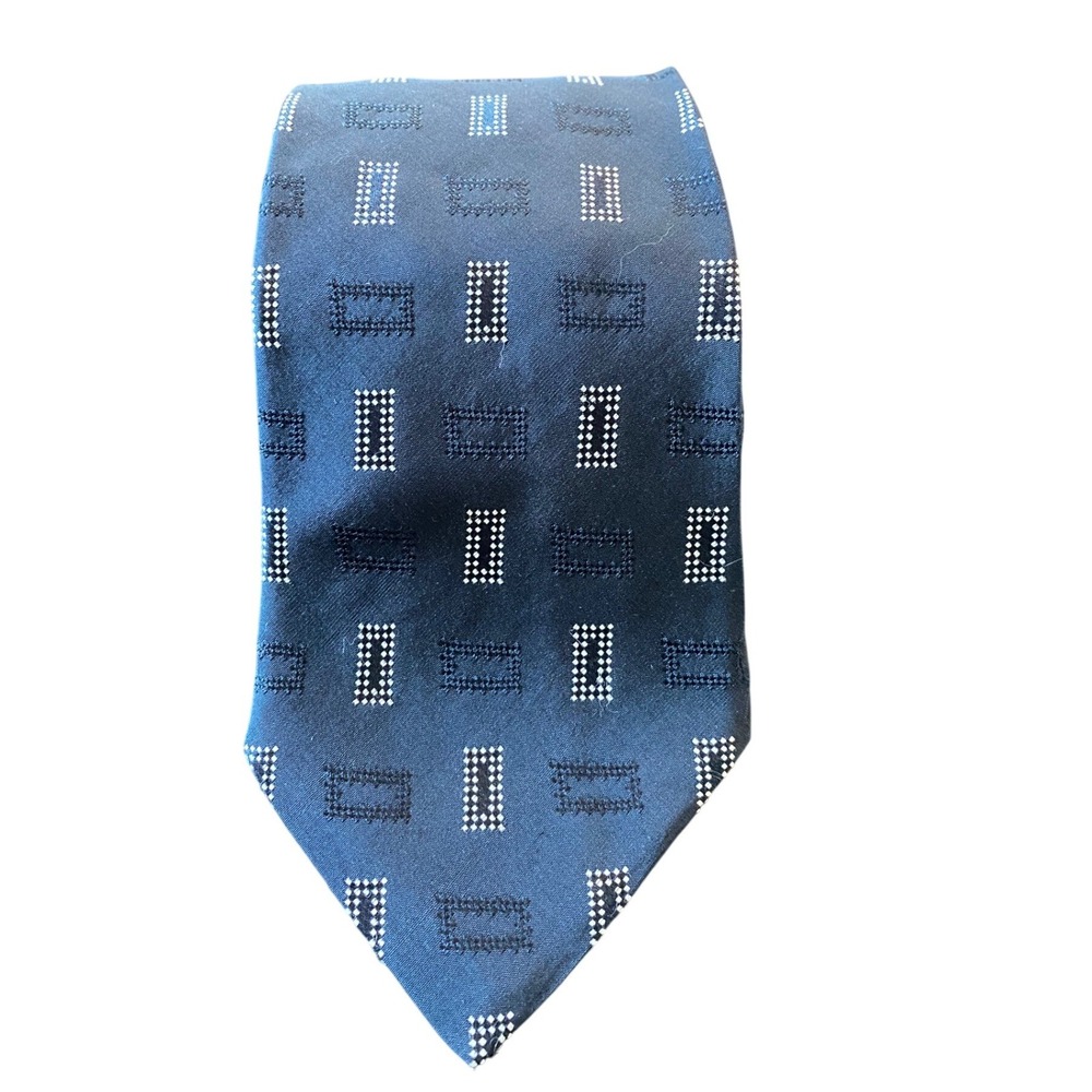 Giorgio‎ Armani Silk Mens Neck Tie Blue Geometric Pattern Made in Italy Men's